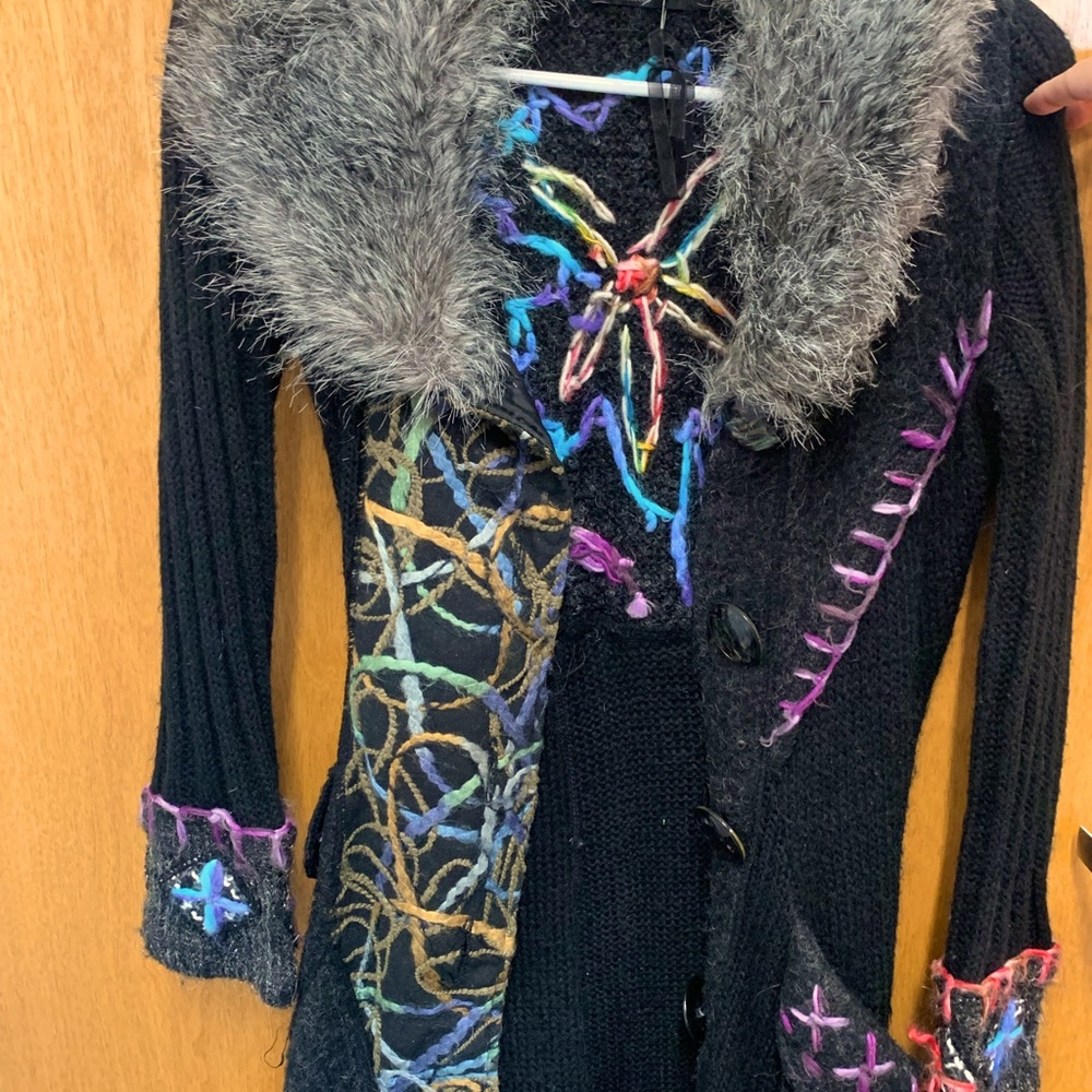 Artsy, whimsy sweater coat by Griffin Paris